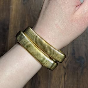 Lot of 2 Vintage Gold Stretch Bangle Bracelet
